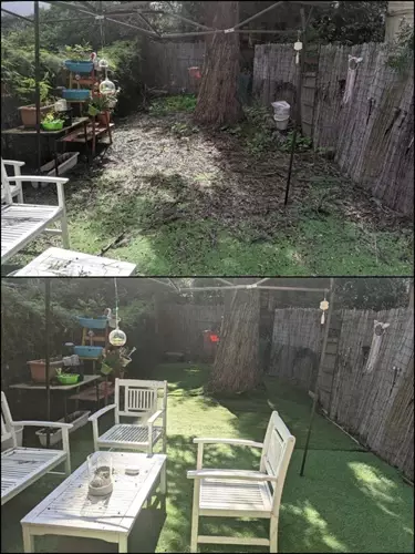 עיצוב וניקיון גינה לפני ואחרי